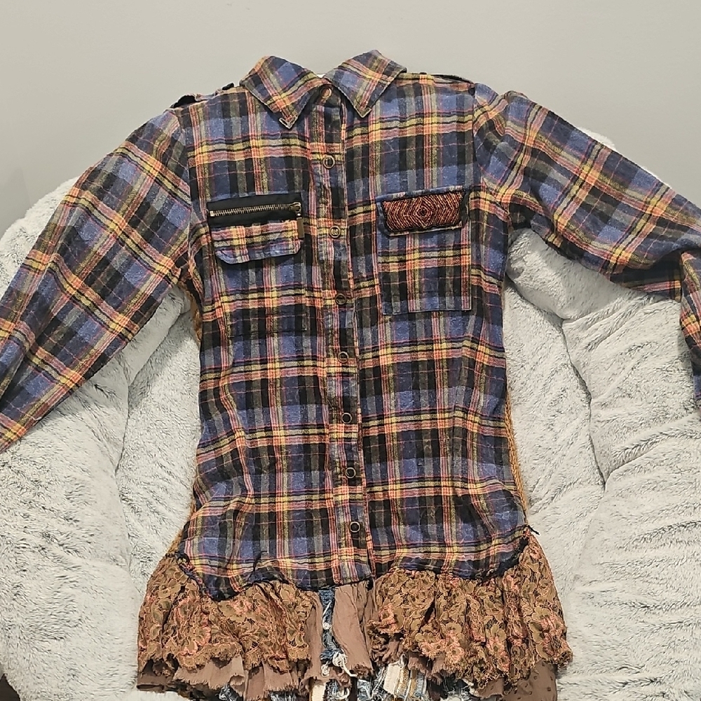 Vintage 316 Blue and Brown Plaid Long Sleeve Dress